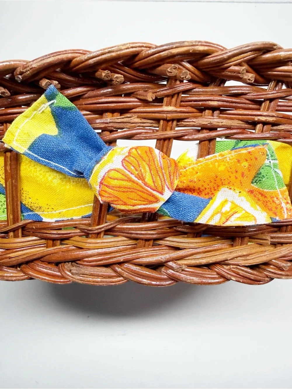 Vintage Rattan Lined Fruit Bread Baskets Lemon Orange Peach Pear